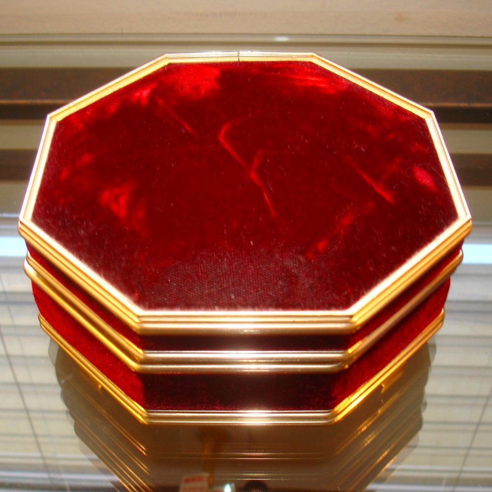 Velvet Jewelry Music Box Mirror Octagon Vintage Gift for her Memory trinket box